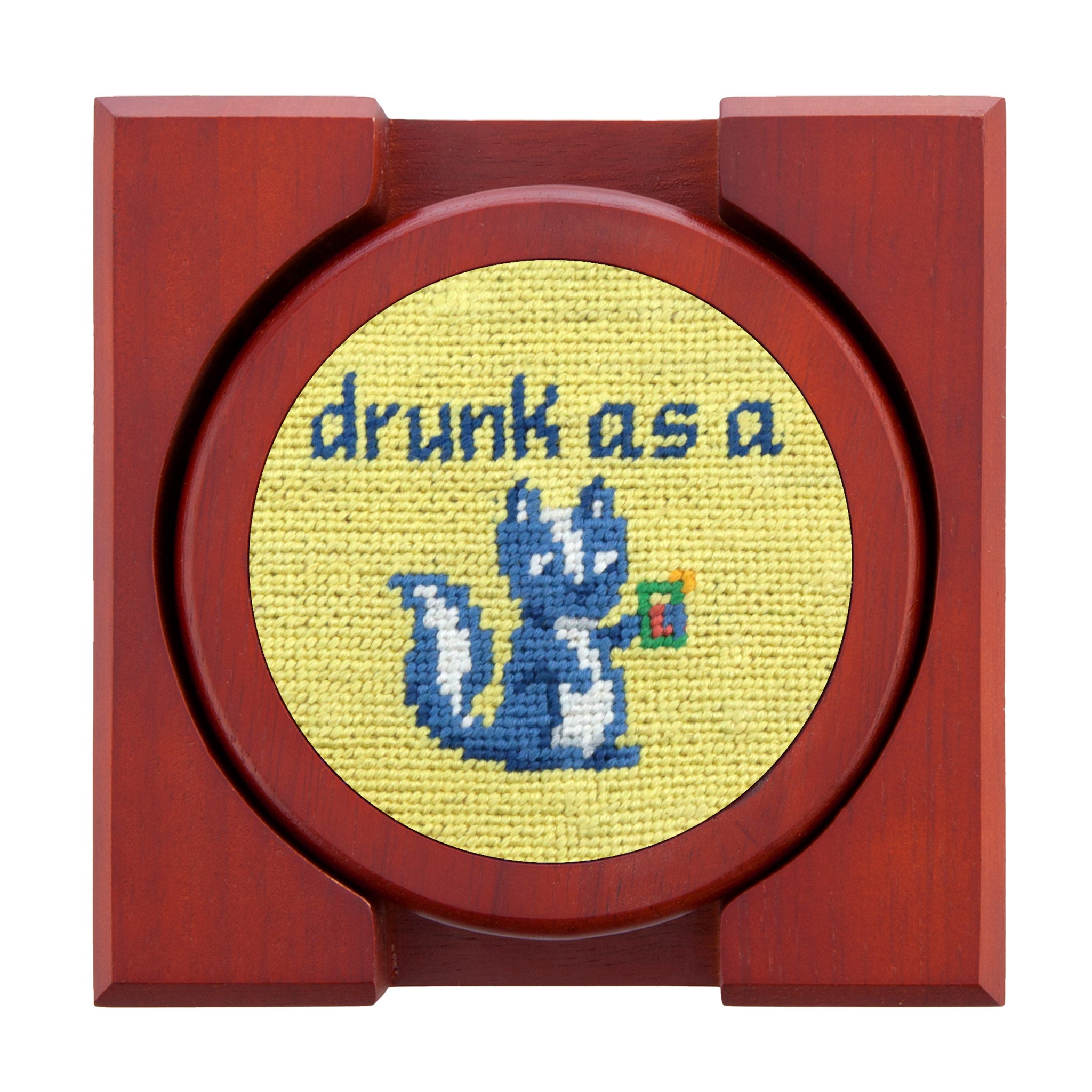 Smathers and Branson Cocktail Critters Needlepoint Coasters with coaster holder  