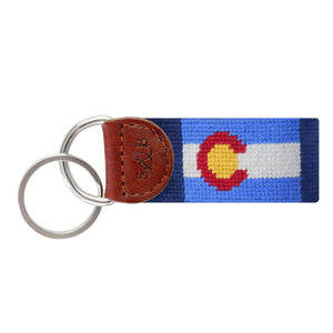 Smathers and Branson Colorado State Flag Classic Navy Needlepoint Key Fob 
