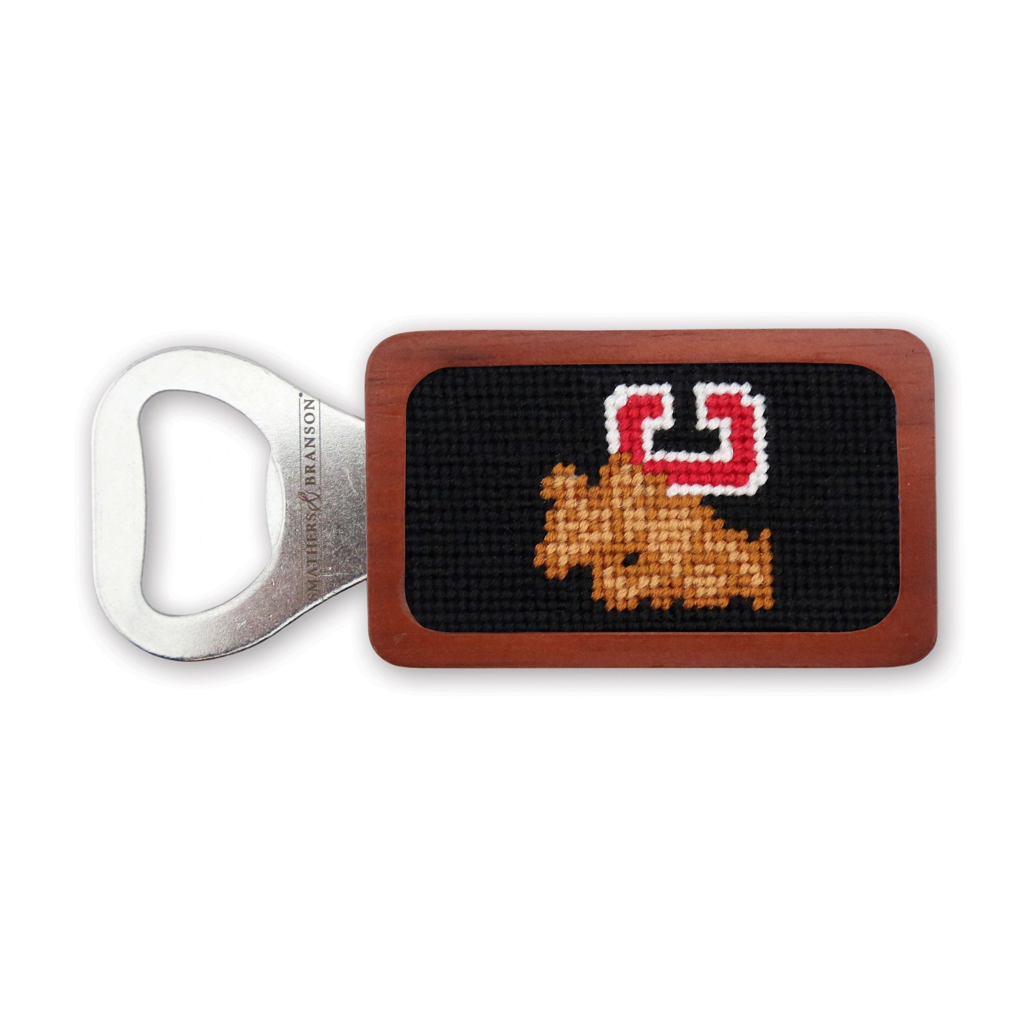 Smathers and Branson Cornell Black Needlepoint Bottle Opener 