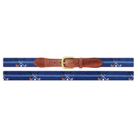 Smathers and Branson Crossed Clubs Classic Navy Needlepoint Belt Laid Out 