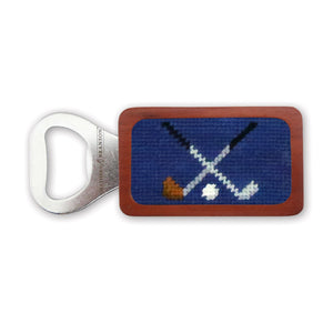 Smathers and Branson Crossed Clubs Classic Navy Needlepoint Bottle Opener  