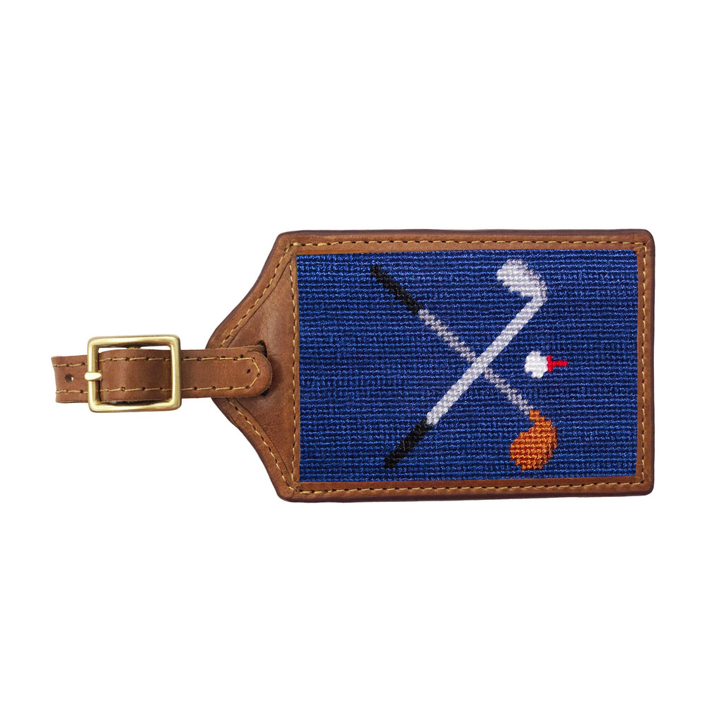 Smathers and Branson Crossed Clubs Classic Navy Needlepoint Luggage Tag 