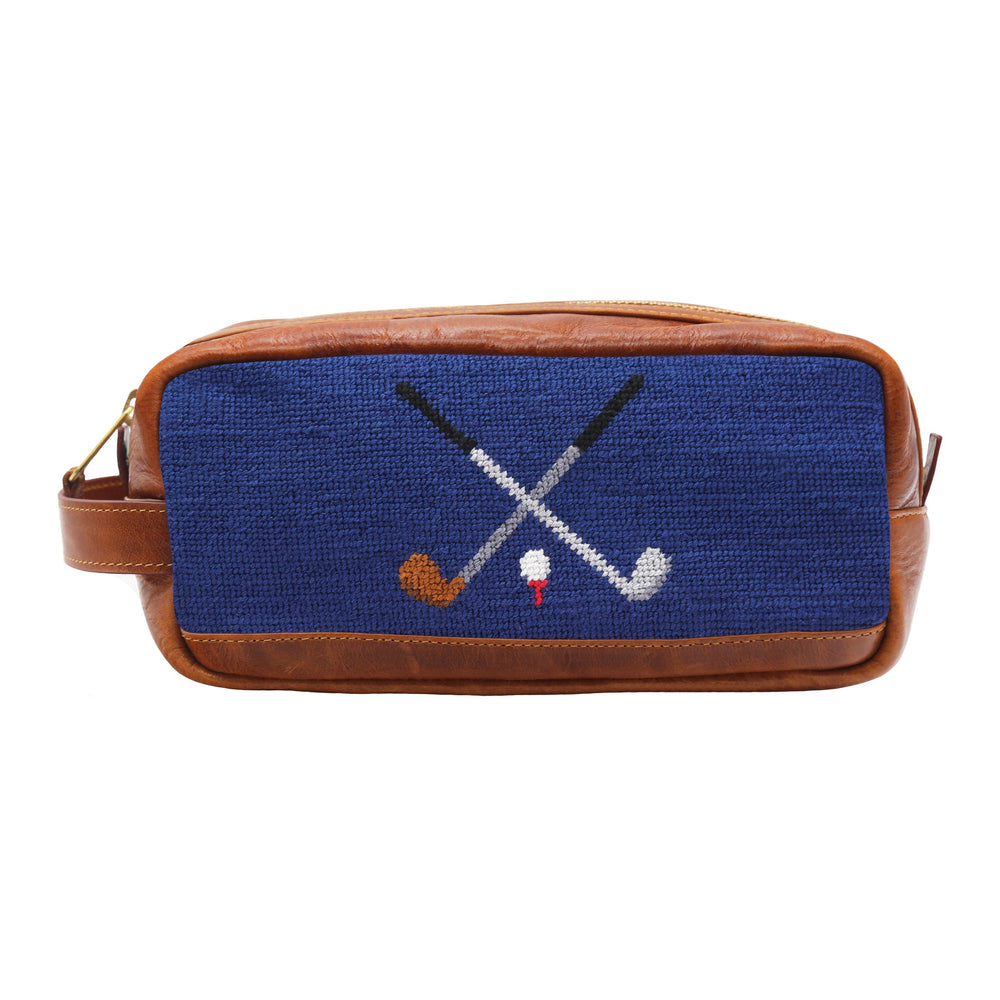 Smathers and Branson Crossed Clubs Classic Navy Needlepoint Toiletry Bag 