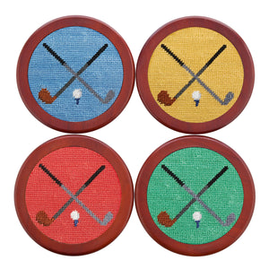 Smathers and Branson Crossed Clubs Needlepoint Coasters    