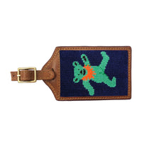 Smathers and Branson Dancing Bear Dark Navy Needlepoint Luggage Tag 