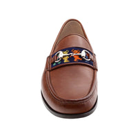 Smathers and Branson Dancing Bears Needlepoint Downing Bit Loafer Chestnut Leather Top 