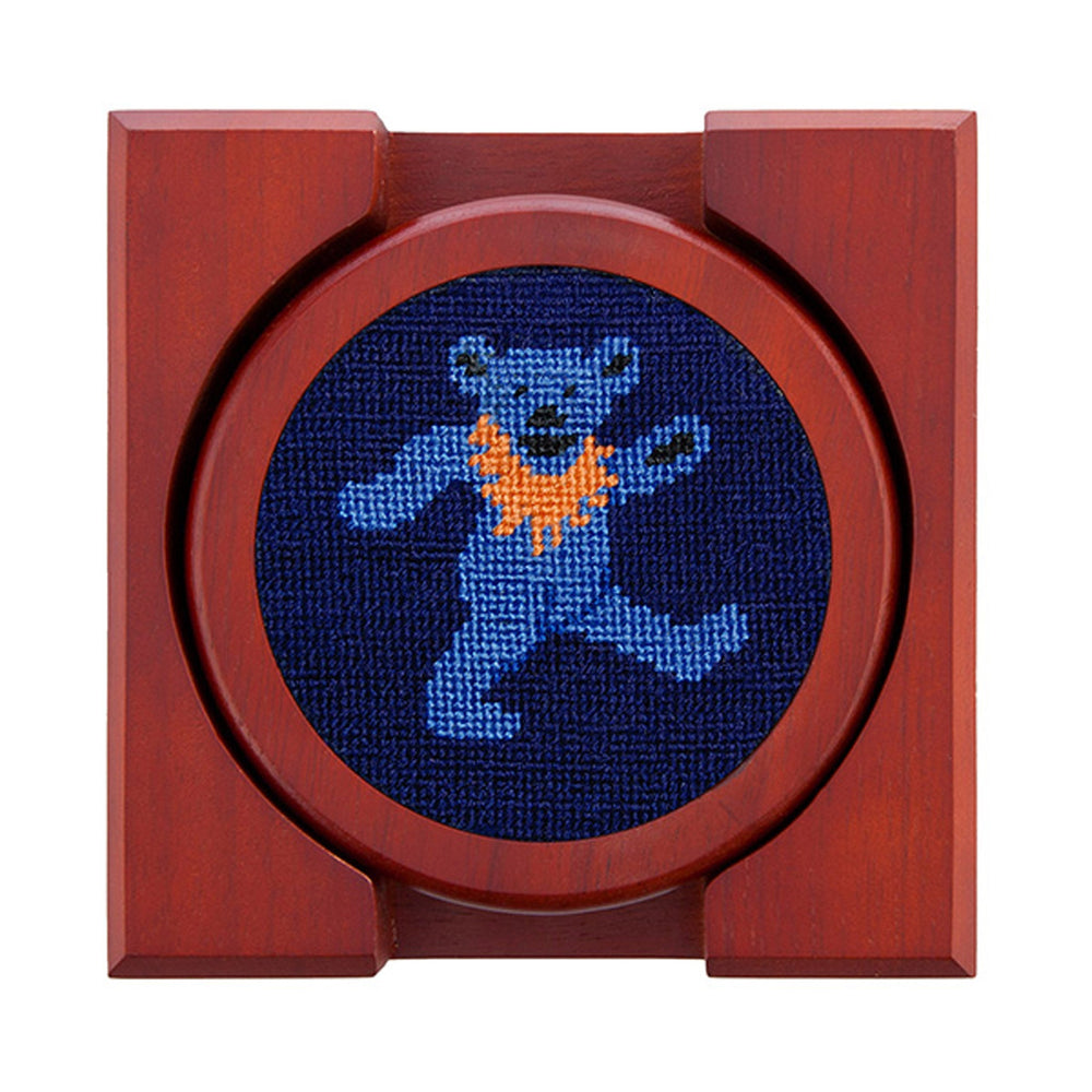 Smathers and Branson Dancing Bears Dark Navy Needlepoint Coasters 