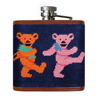 Smathers and Branson Dancing Bears Dark Navy Needlepoint Flask Back 