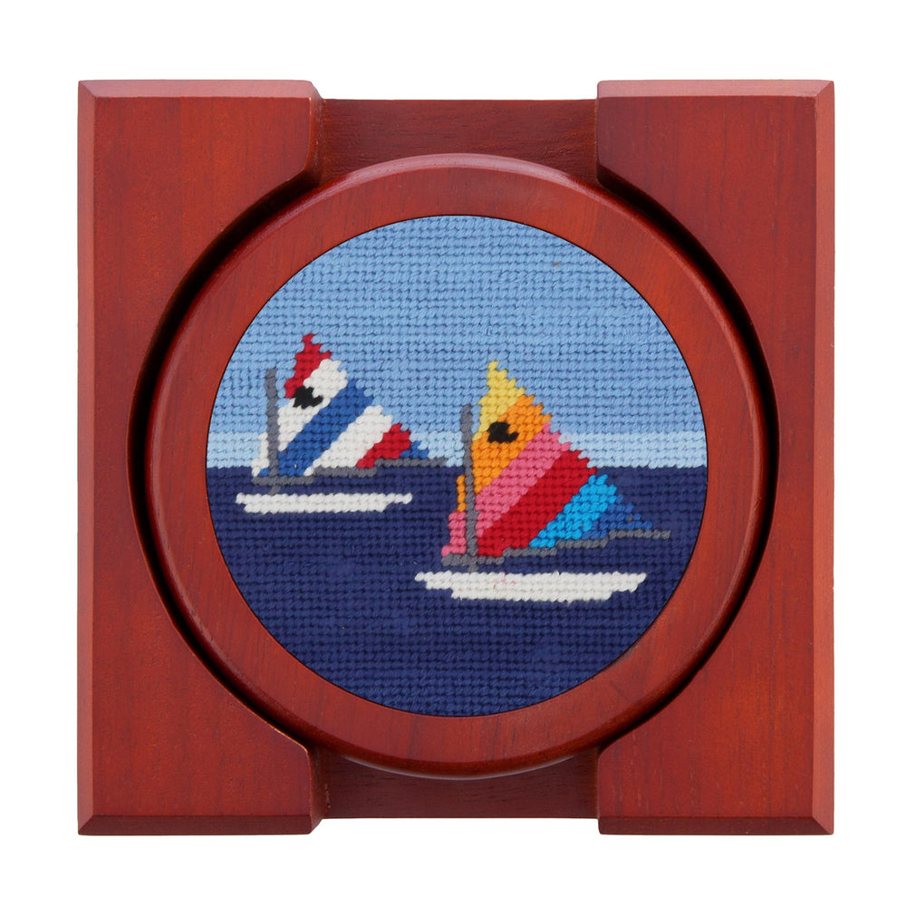 Smathers and Branson Day Sailor Needlepoint Coasters with coaster holder  