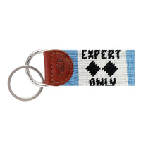 Smathers and Branson Double Black Diamond Light Blue Needlepoint Key Fob  