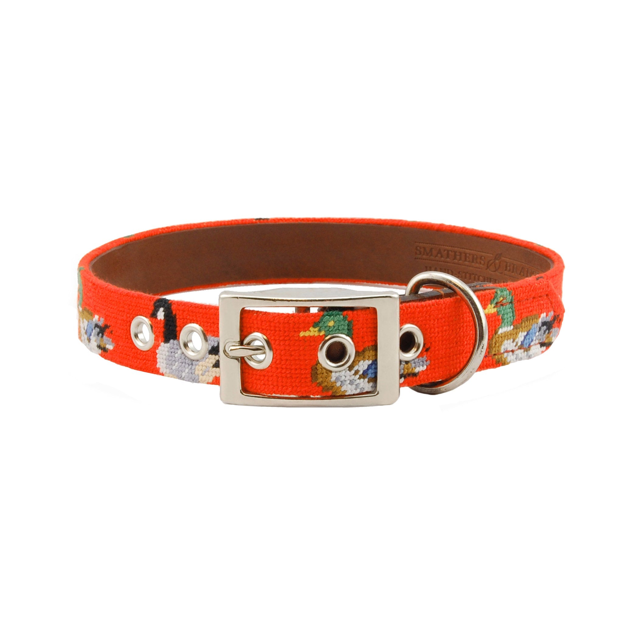 Smathers and Branson Duck Duck Goose Needlepoint Dog Collar Looped 