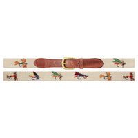Smathers and Branson light khaki fishing flies needlepoint belt