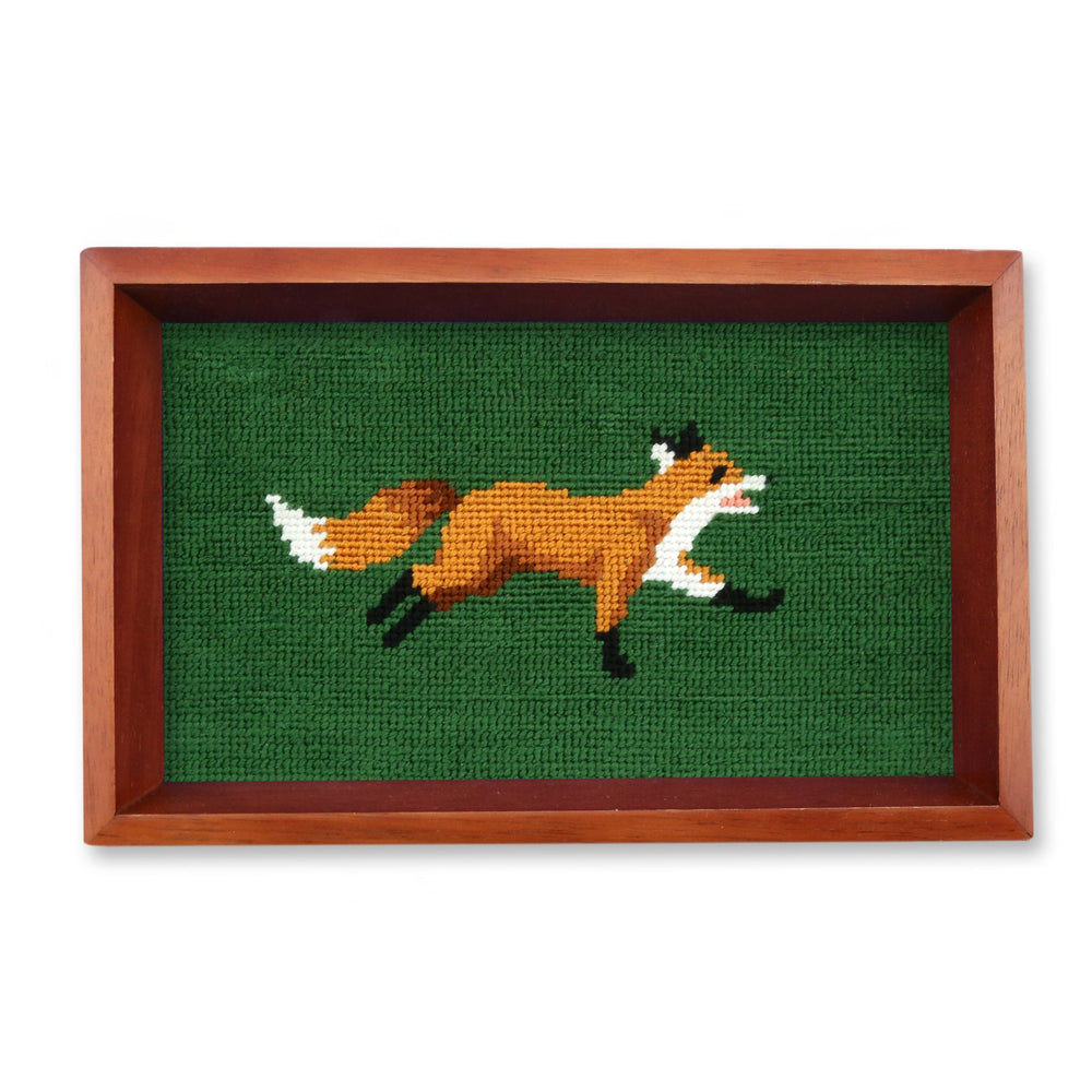 Smathers and Branson Fox Dark Forest  Needlepoint Valet Tray  