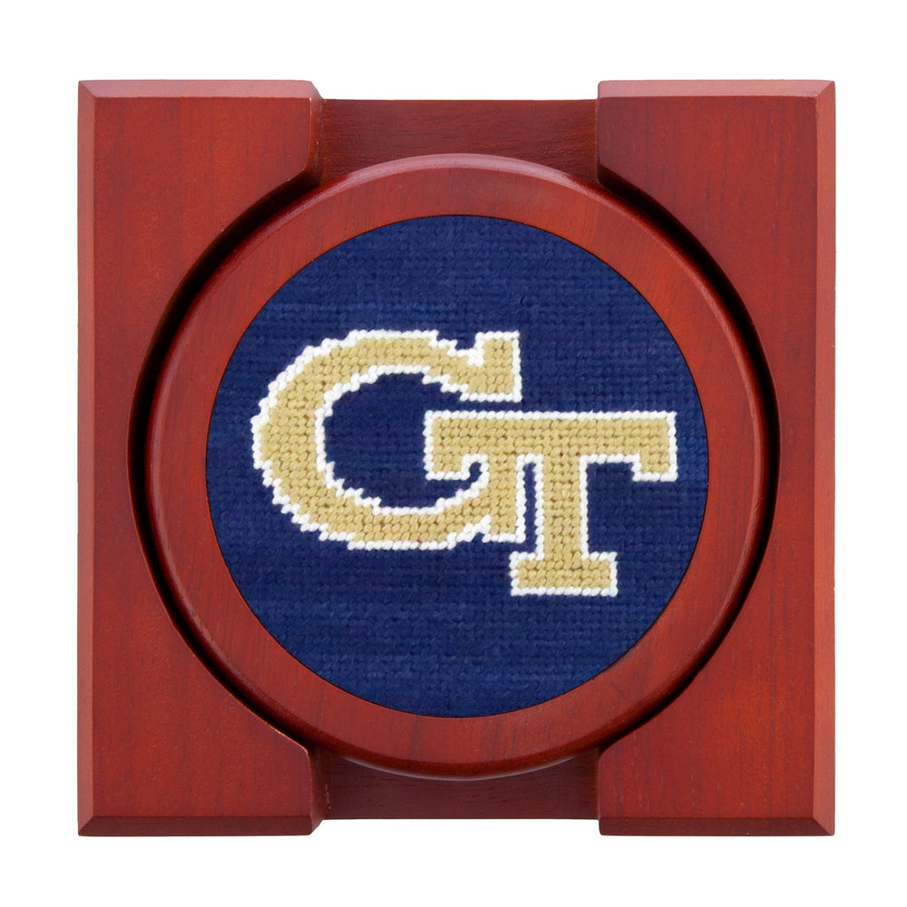 Smathers and Branson Georgia Tech Needlepoint Coasters with coaster holder 