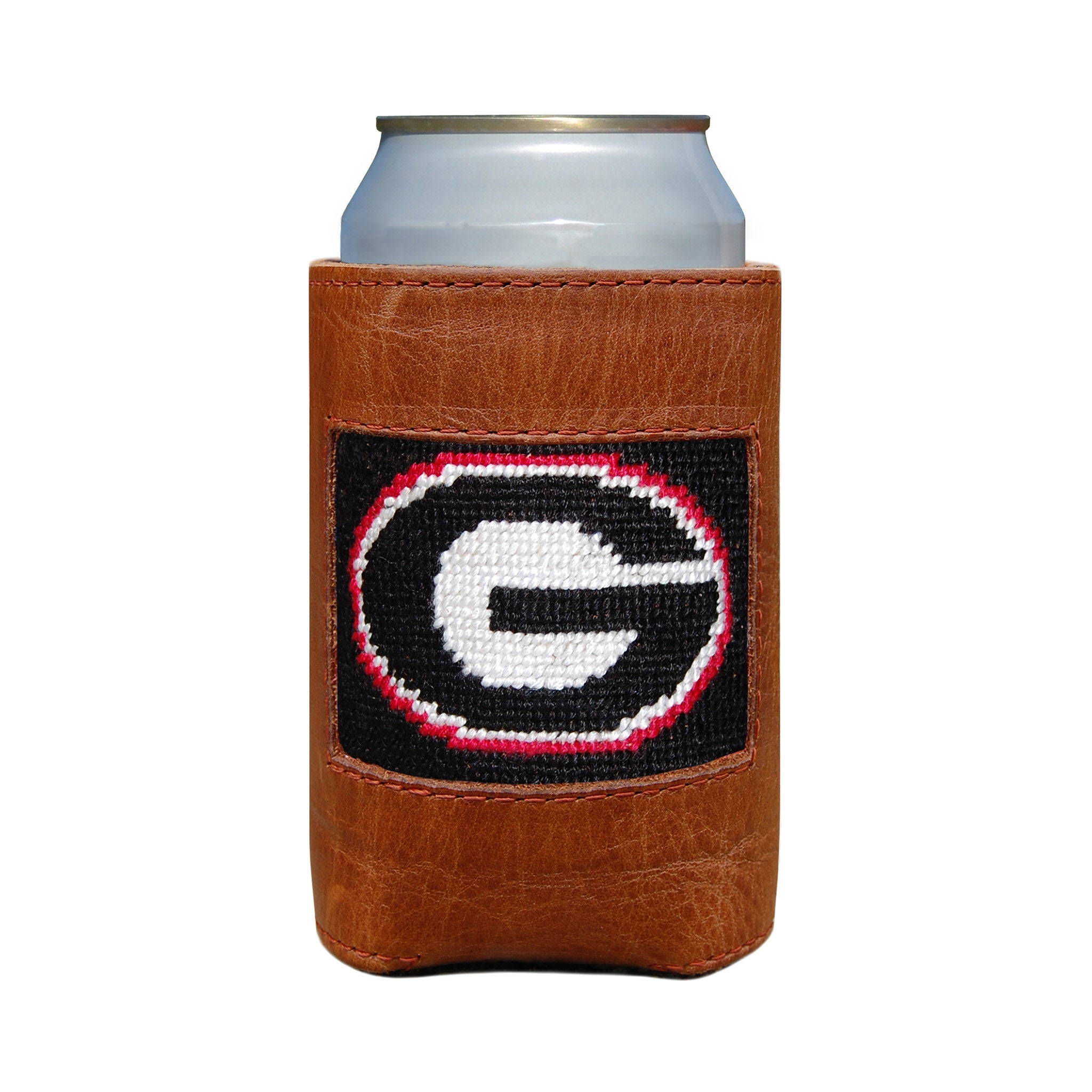 Smathers and Branson Georgia Black Needlepoint Can Cooler On a Can 