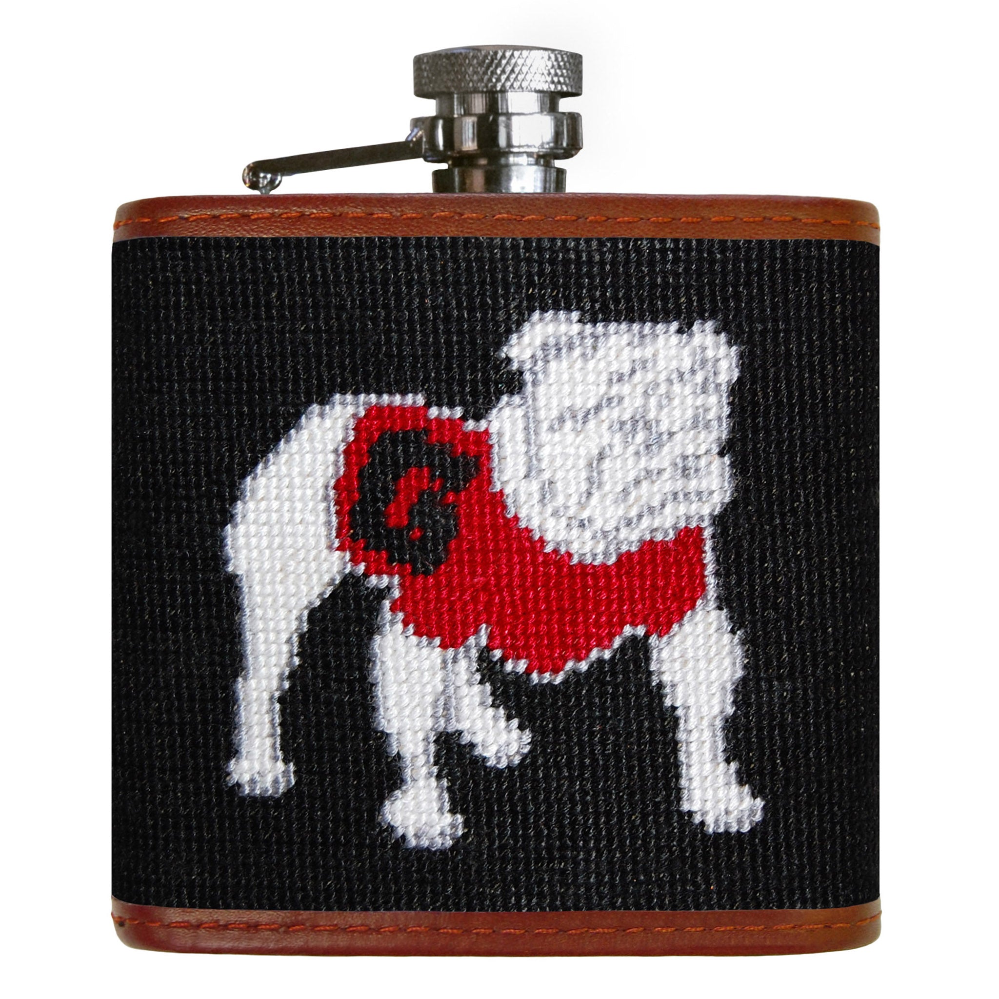 Smathers and Branson Georgia Black Needlepoint Flask Back 