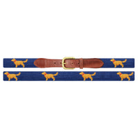 Smathers and Branson Golden Retriever Classic Navy Needlepoint Belt Laid Out 