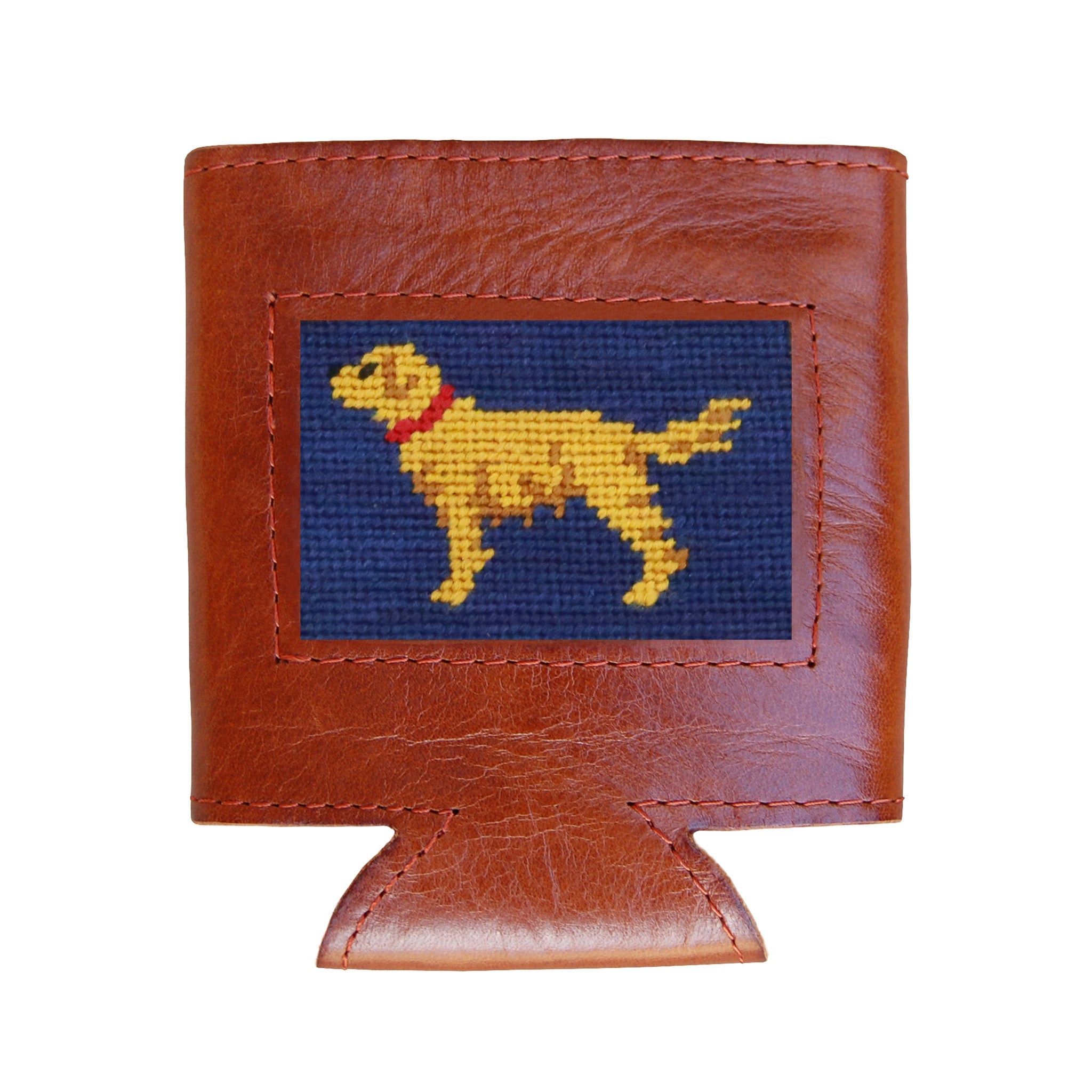 Smathers and Branson Golden Retriever Classic Navy Needlepoint Can Cooler   