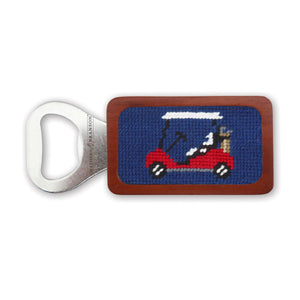 Smathers and Branson Golf Cart Classic Navy Needlepoint Bottle Opener  