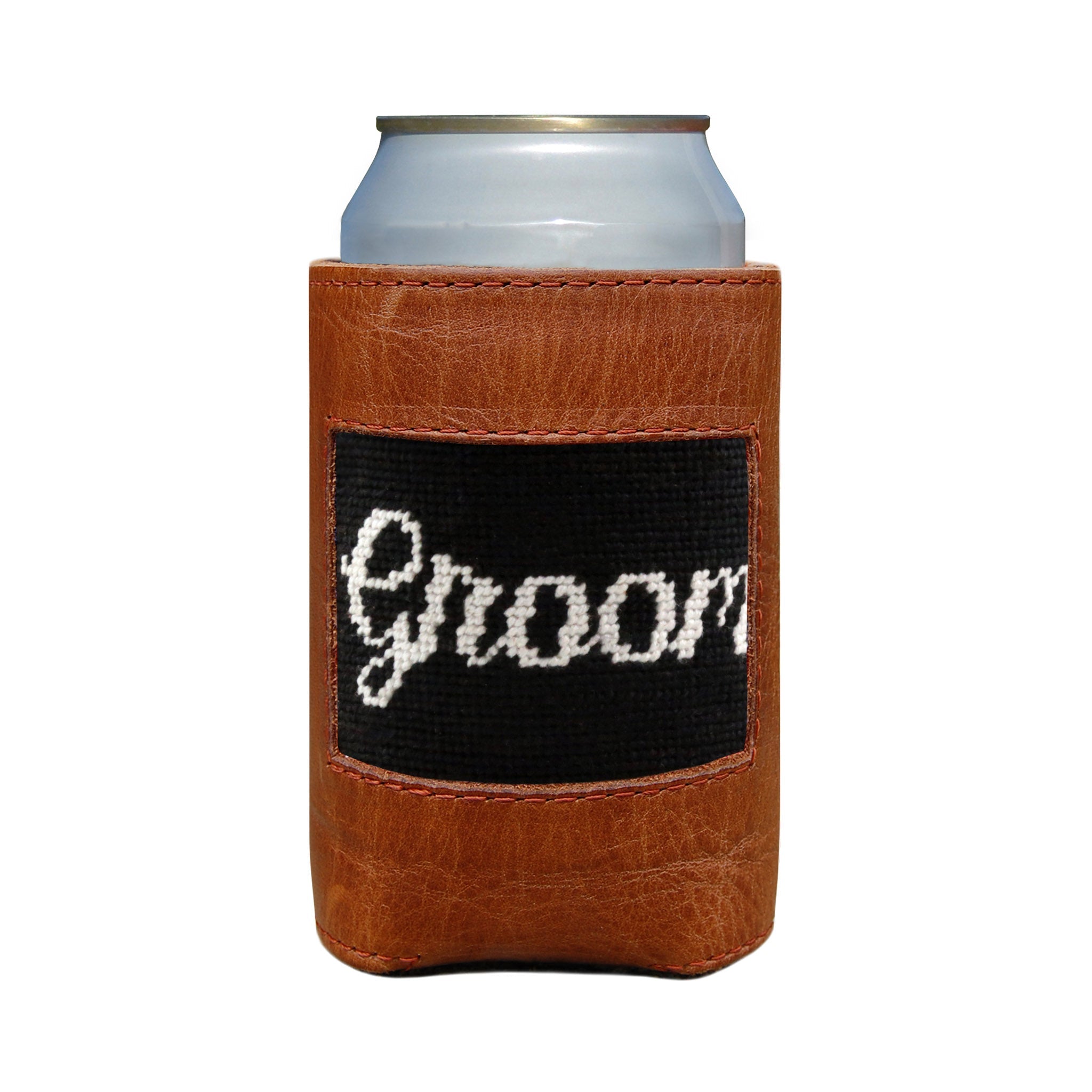 Smathers and Branson Groom Black Needlepoint Can Cooler   