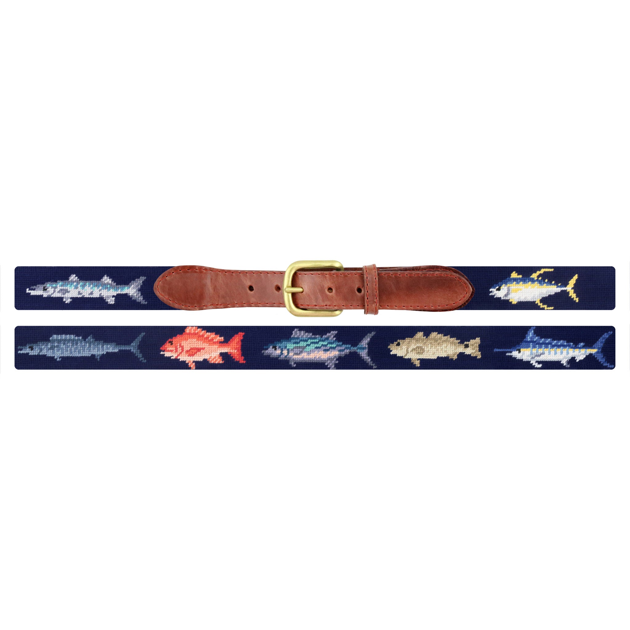 Smathers and Branson Leather Needlepoint Belt Sz 36 Crab Ocean