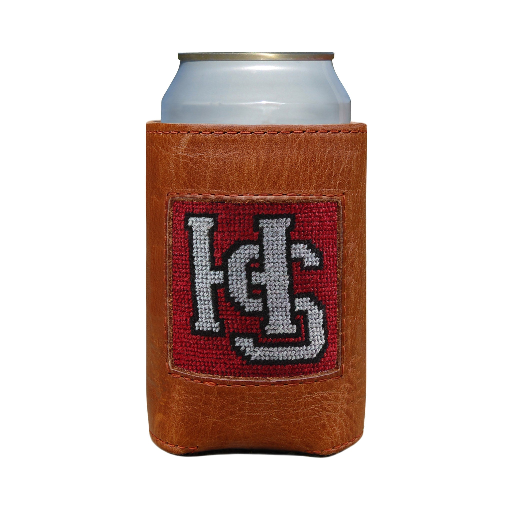 Smathers and Branson Hampden-Sydney Garnet Needlepoint Can Cooler   