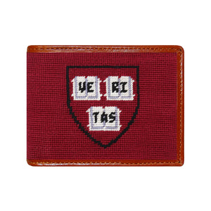Smathers and Branson Harvard Garnet Needlepoint Bi-Fold Wallet  