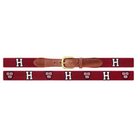 Smathers and Branson Harvard Shield H-Shield Garnet Needlepoint Belt Laid Out 