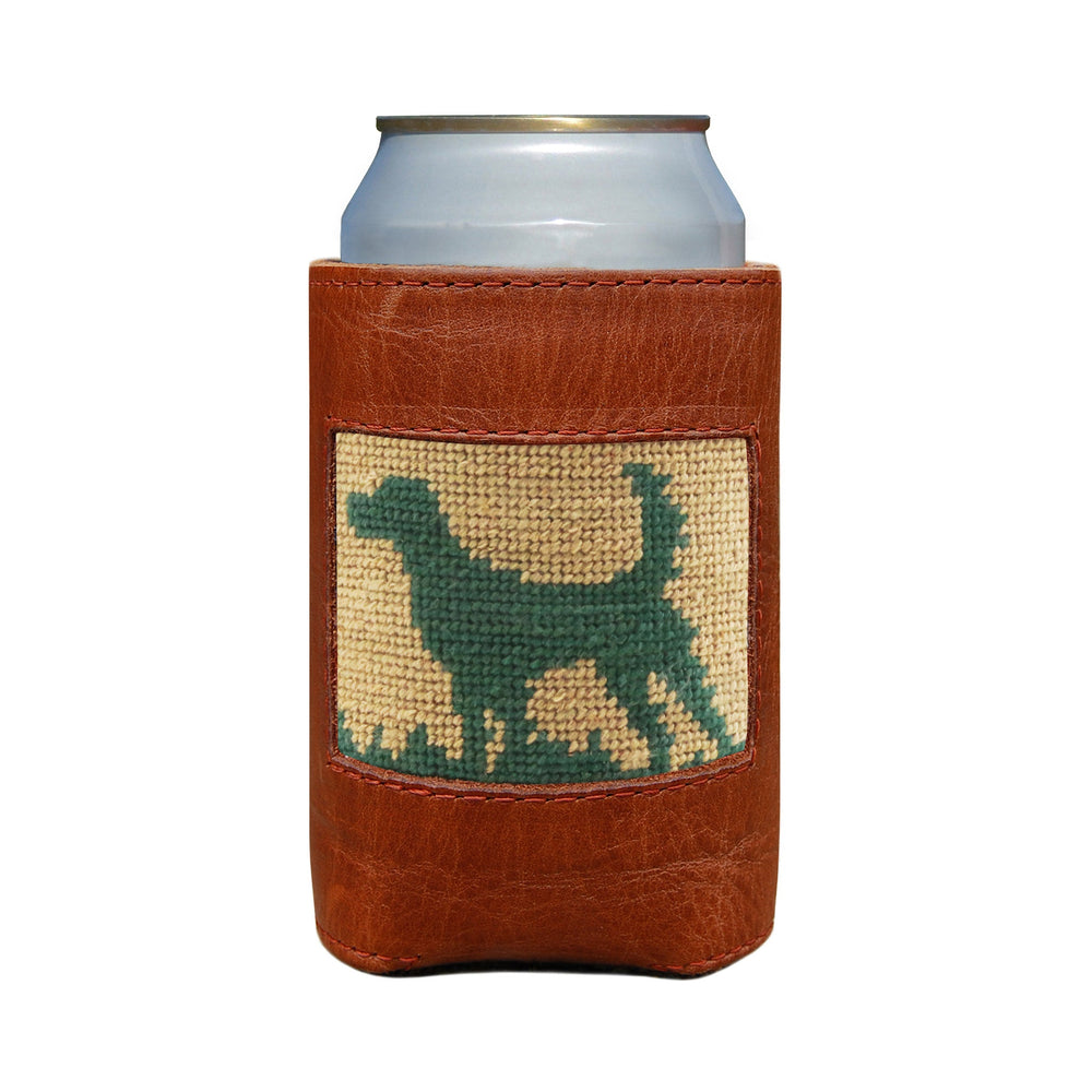 Smathers and Branson Hunting Dog Dark Khaki Needlepoint Can Cooler   