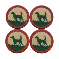 Smathers and Branson Hunting Dog Dark Khaki Needlepoint Coasters    