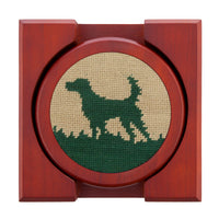 Smathers and Branson Hunting Dog Dark Khaki Needlepoint Coasters with coaster holder  