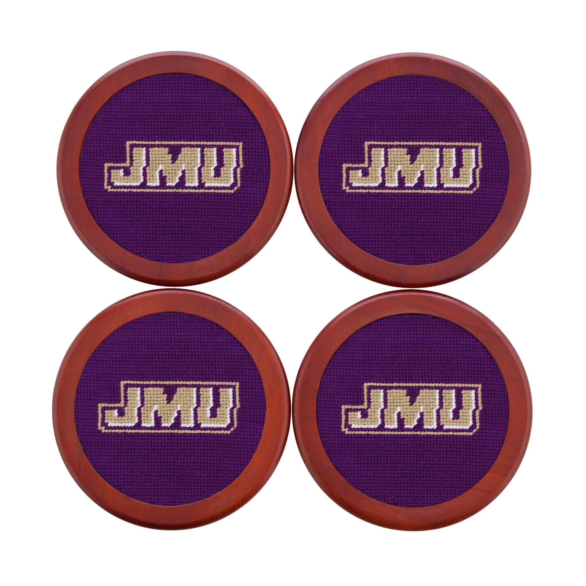 Smathers and Branson James Madison Royal Purple Needlepoint Coasters    