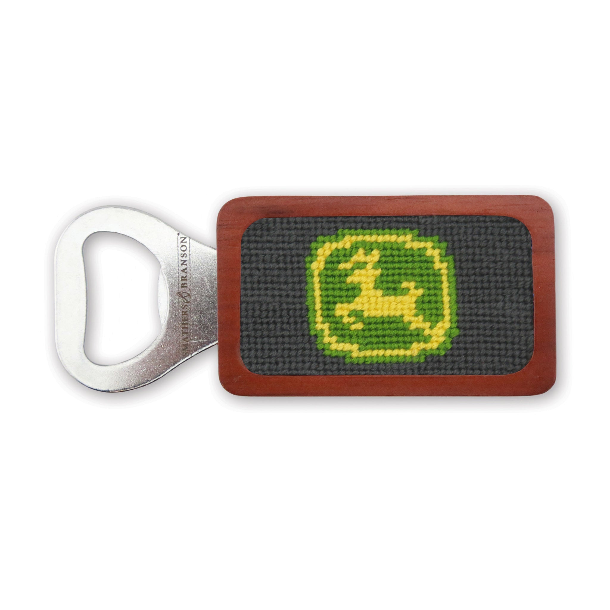 Smathers and Branson John Deere Charcoal Needlepoint Bottle Opener 