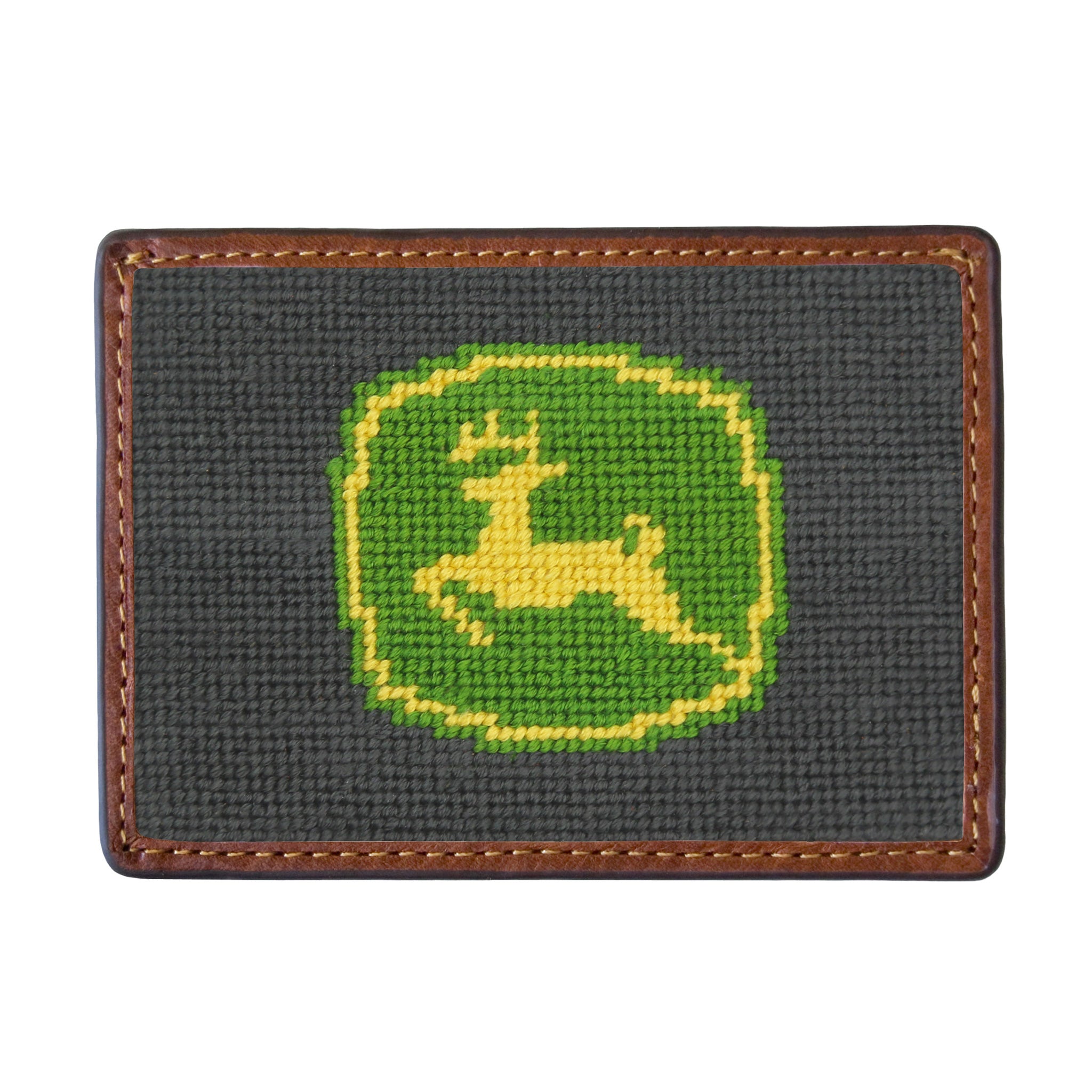 Smathers and Branson John Deere Charcoal Needlepoint Credit Card Wallet 