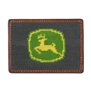 Smathers and Branson John Deere Charcoal Needlepoint Credit Card Wallet 