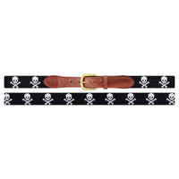 Smathers and Branson black jolly roger needlepoint belt