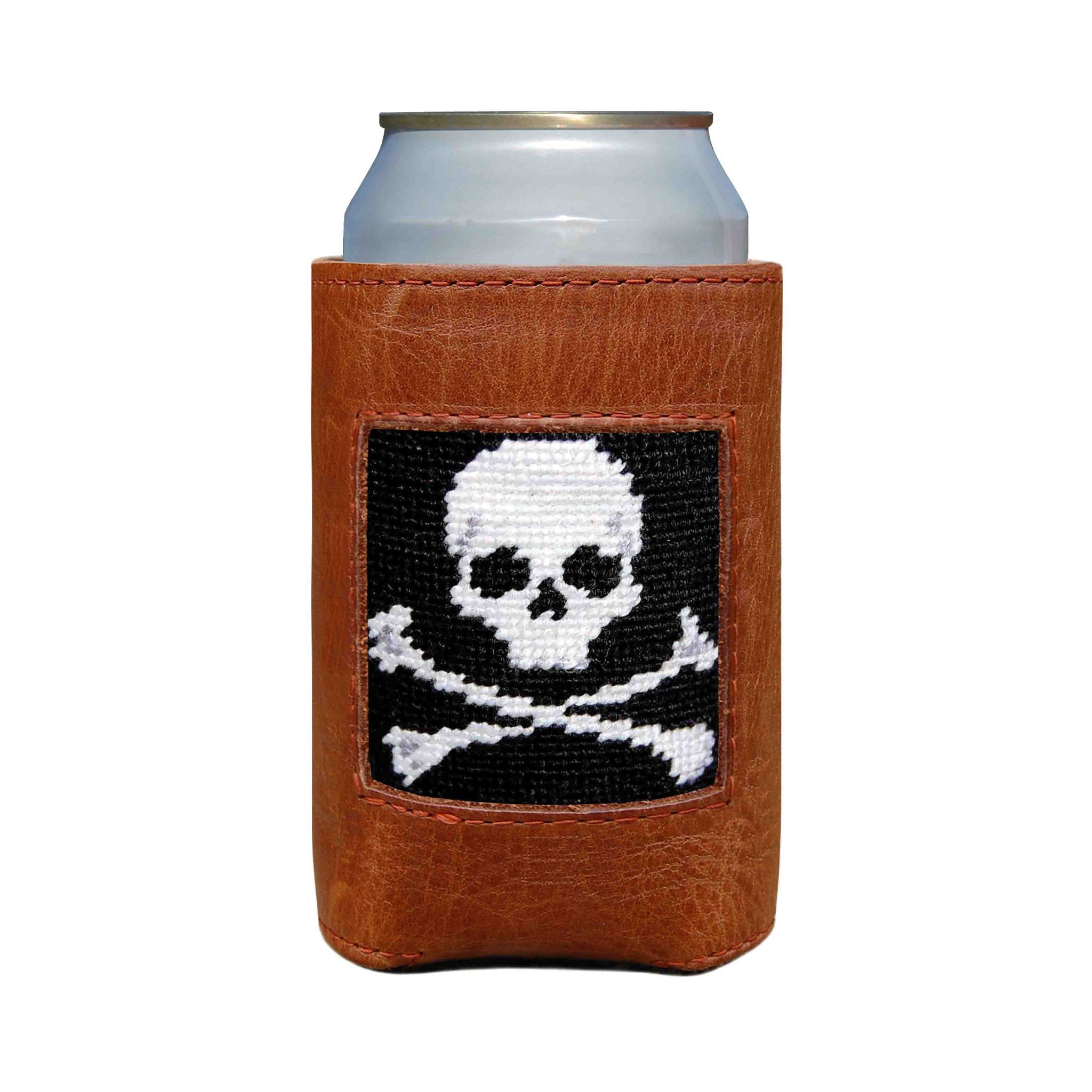 Smathers and Branson Jolly Roger Black Needlepoint Can Cooler   