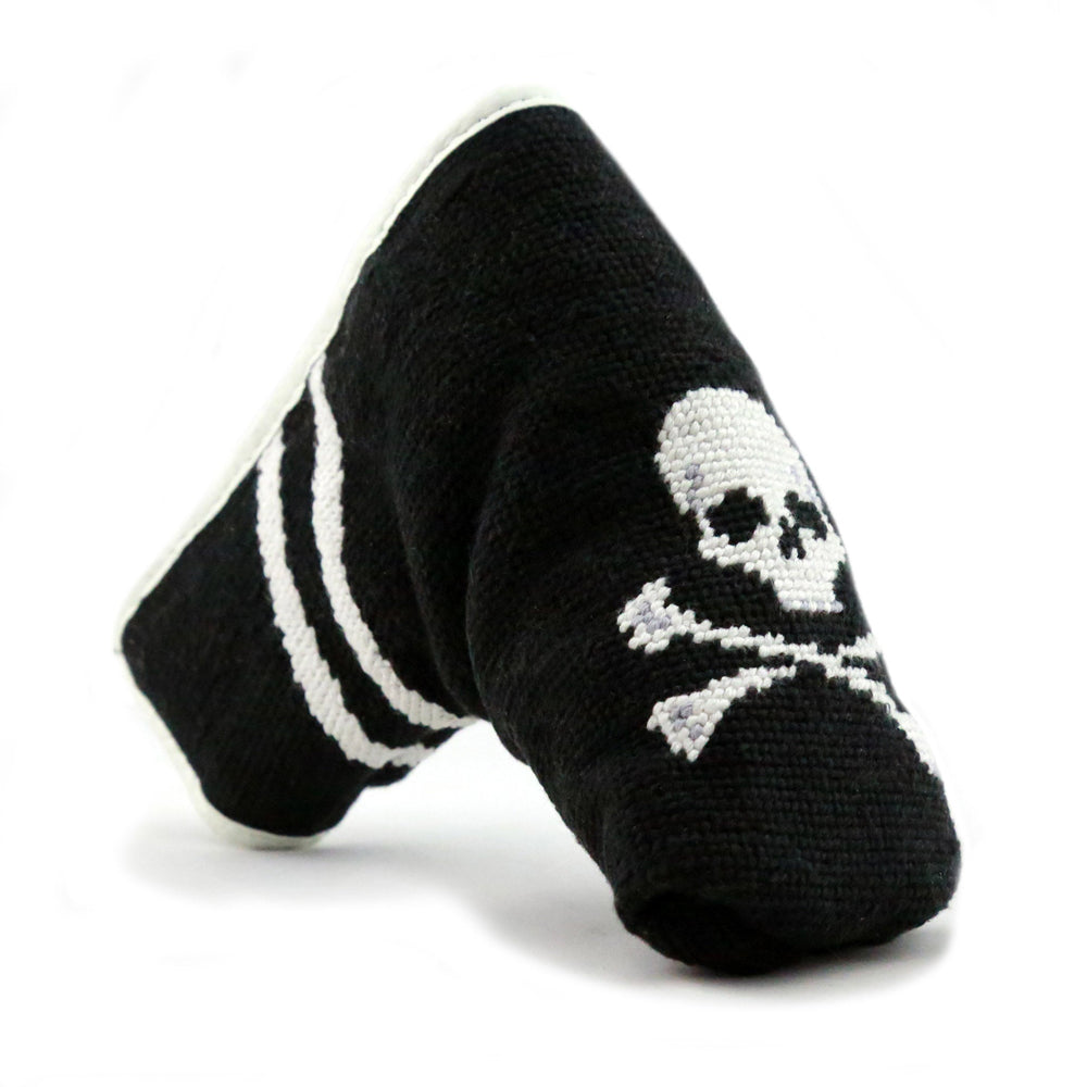 Smathers and Branson Jolly Roger Black  Needlepoint Putter Headcover Side view  