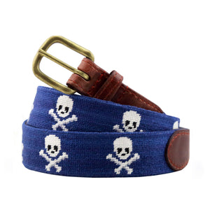 Smathers and Branson classic navy jolly roger needlepoint belt