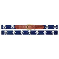 Smathers and Branson classic navy jolly roger needlepoint belt