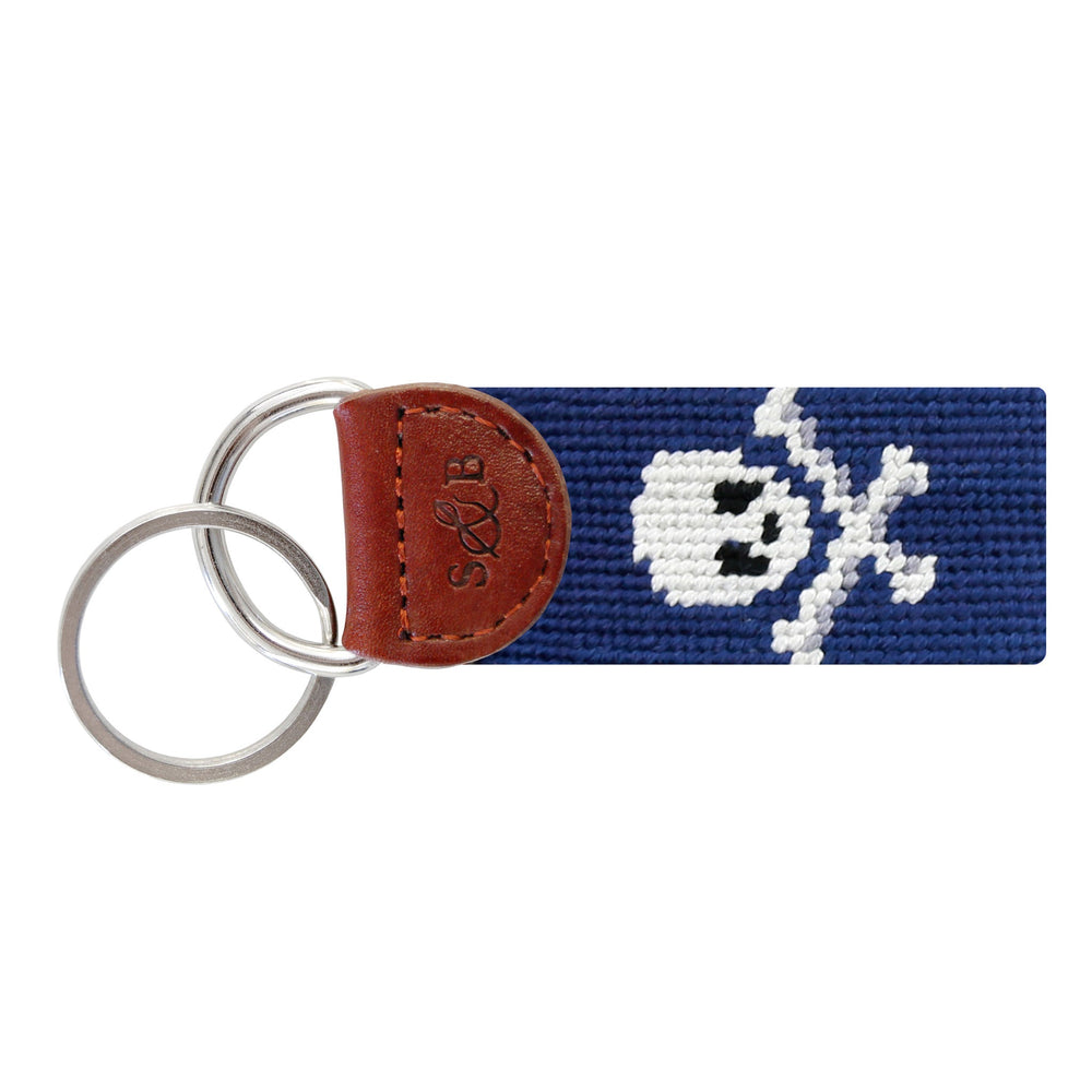 Smathers and Branson Jolly Roger Classic Navy Needlepoint Key Fob  