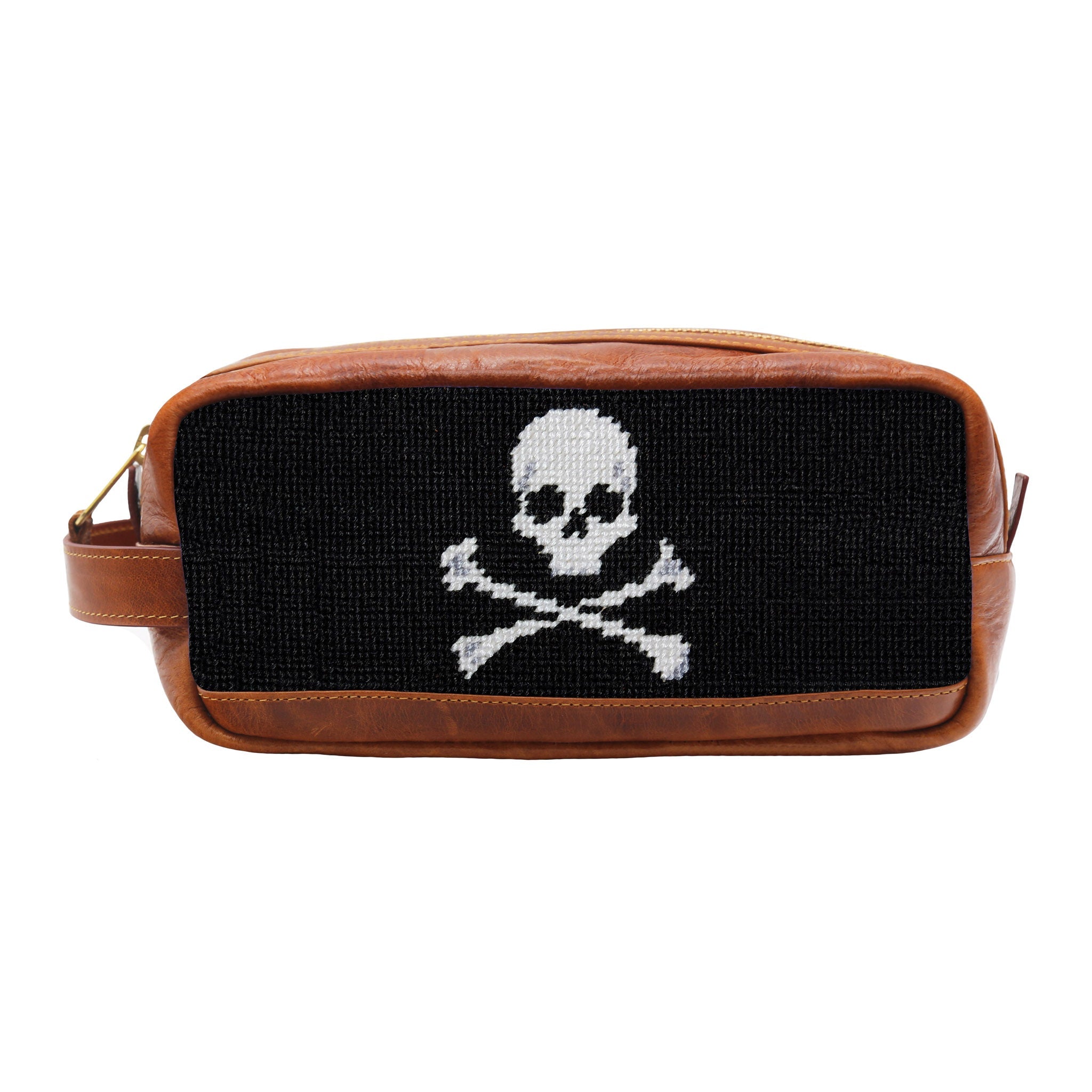 Smathers and Branson Jolly Roger Needlepoint Toiletry Bag Black  