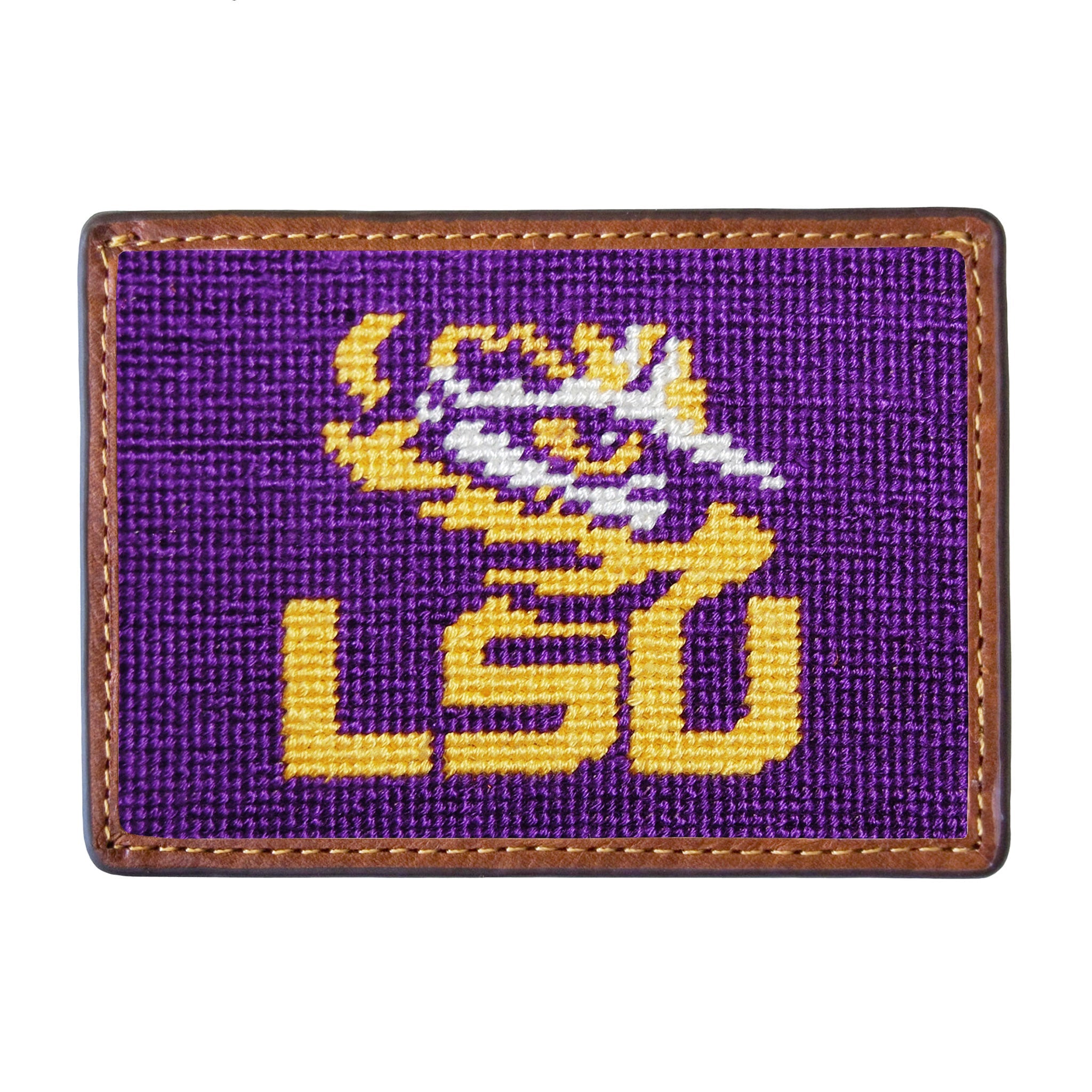 Smathers and Branson LSU Needlepoint Credit Card Wallet Front side