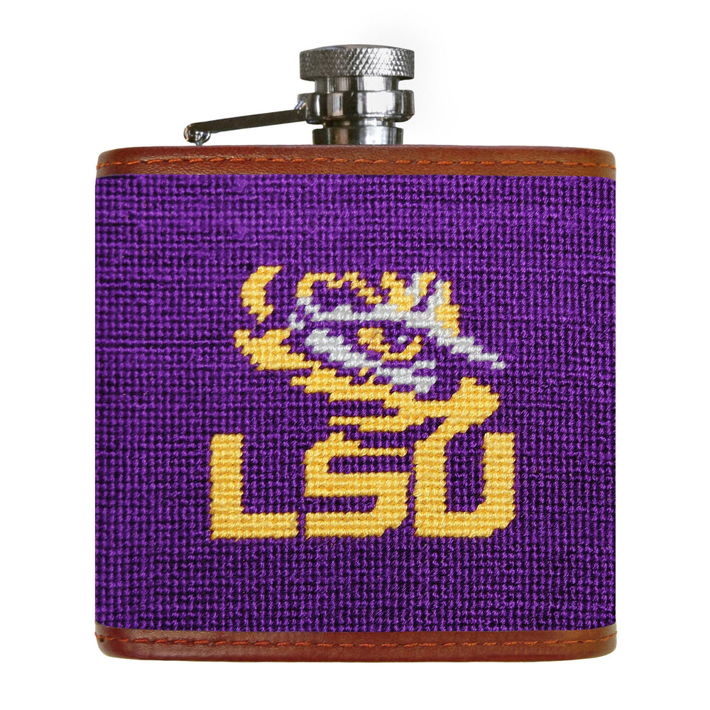 Smathers and Branson LSU Needlepoint Flask Front 