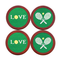 Smathers and Branson Love All Dark Kelly Needlepoint Coasters    