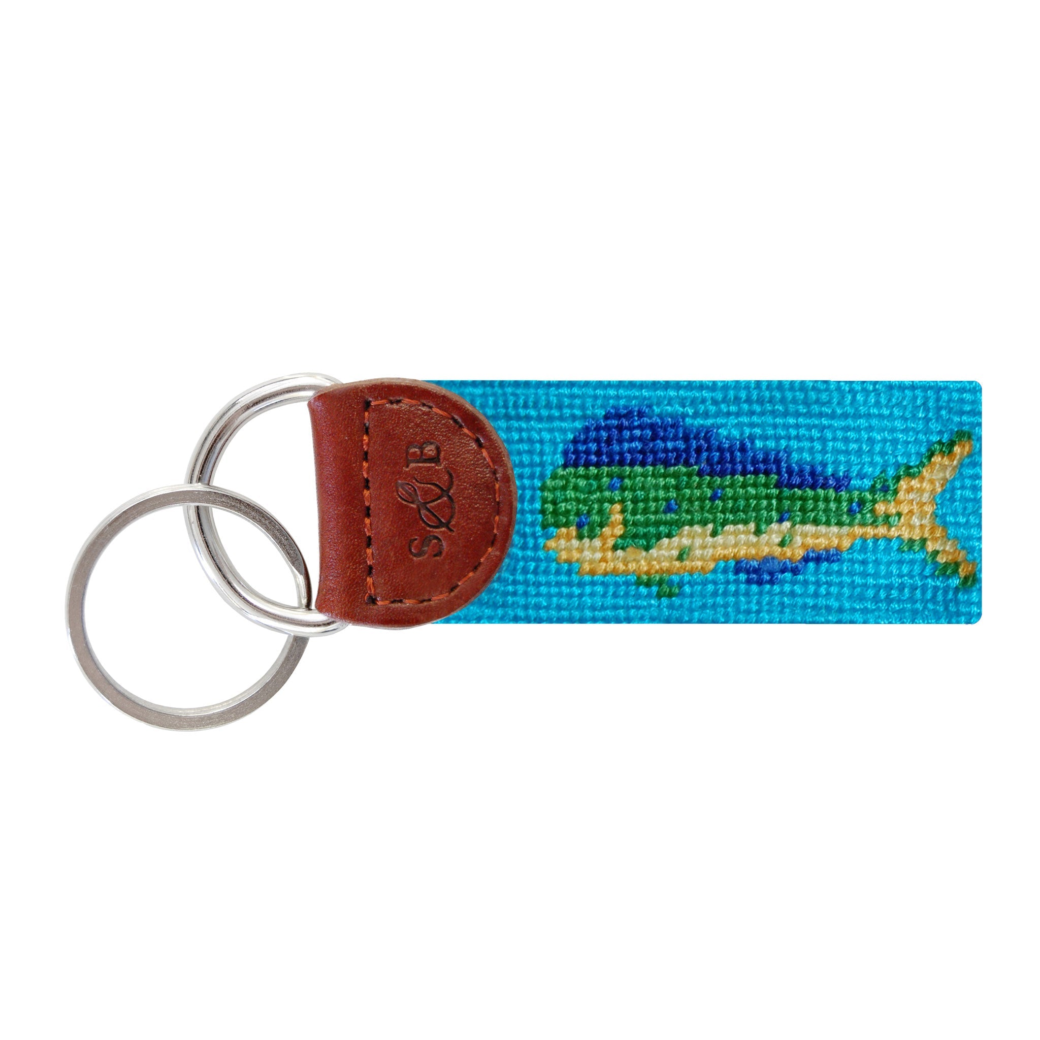 Smathers and Branson Mahi Mahi Aqua Needlepoint Key Fob  