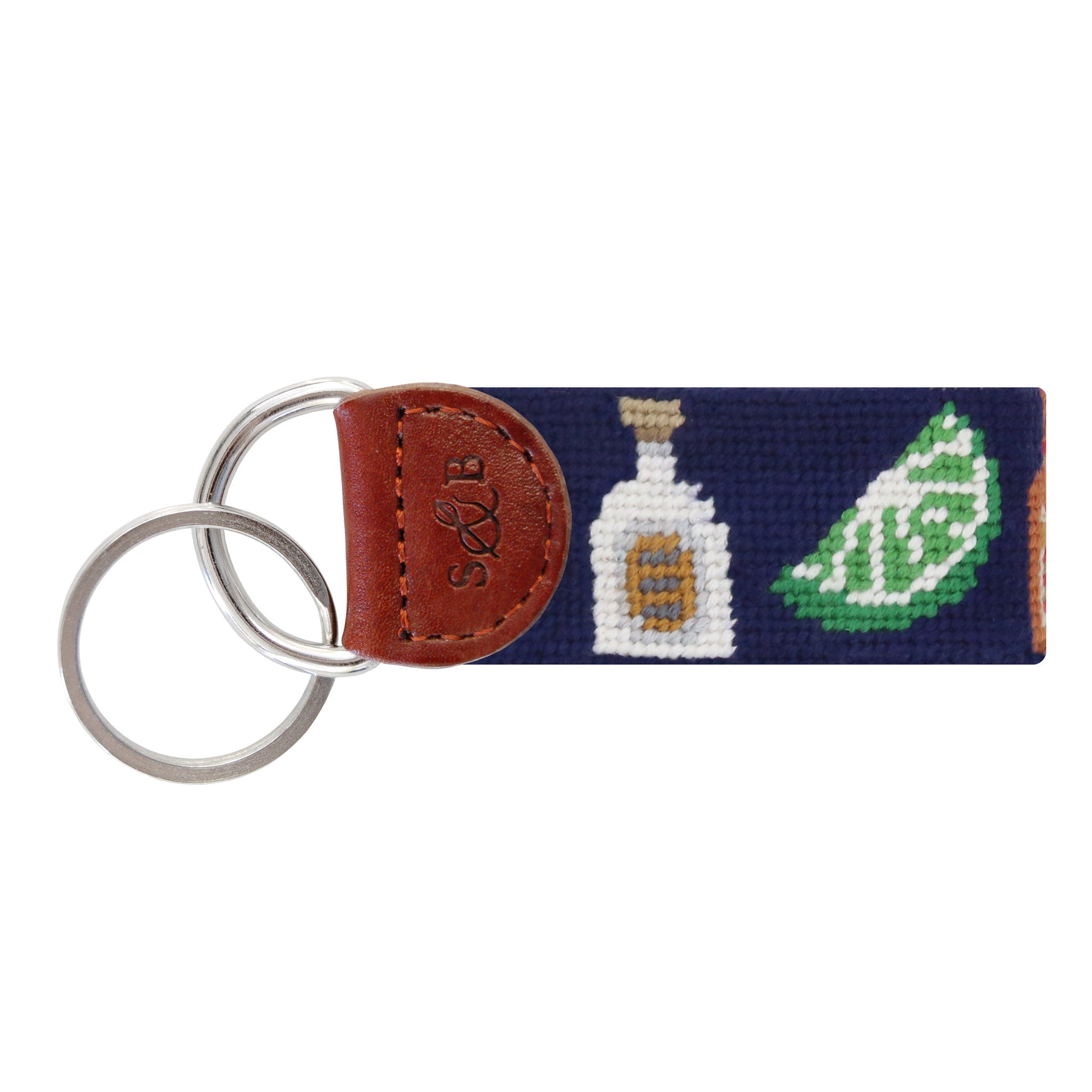 Smathers and Branson Make A Margarita Dark Navy Needlepoint Key Fob  