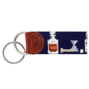 Smathers and Branson Make An Old Fashioned Dark Navy Needlepoint Key Fob  
