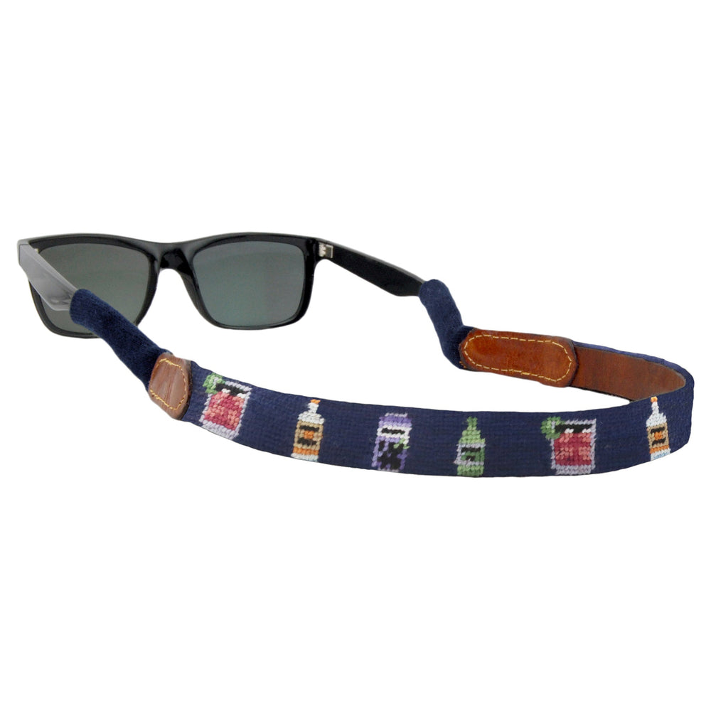 Smathers and Branson Make a Transfusion Needlepoint Sunglass Strap Dark Navy Attached to glasses  