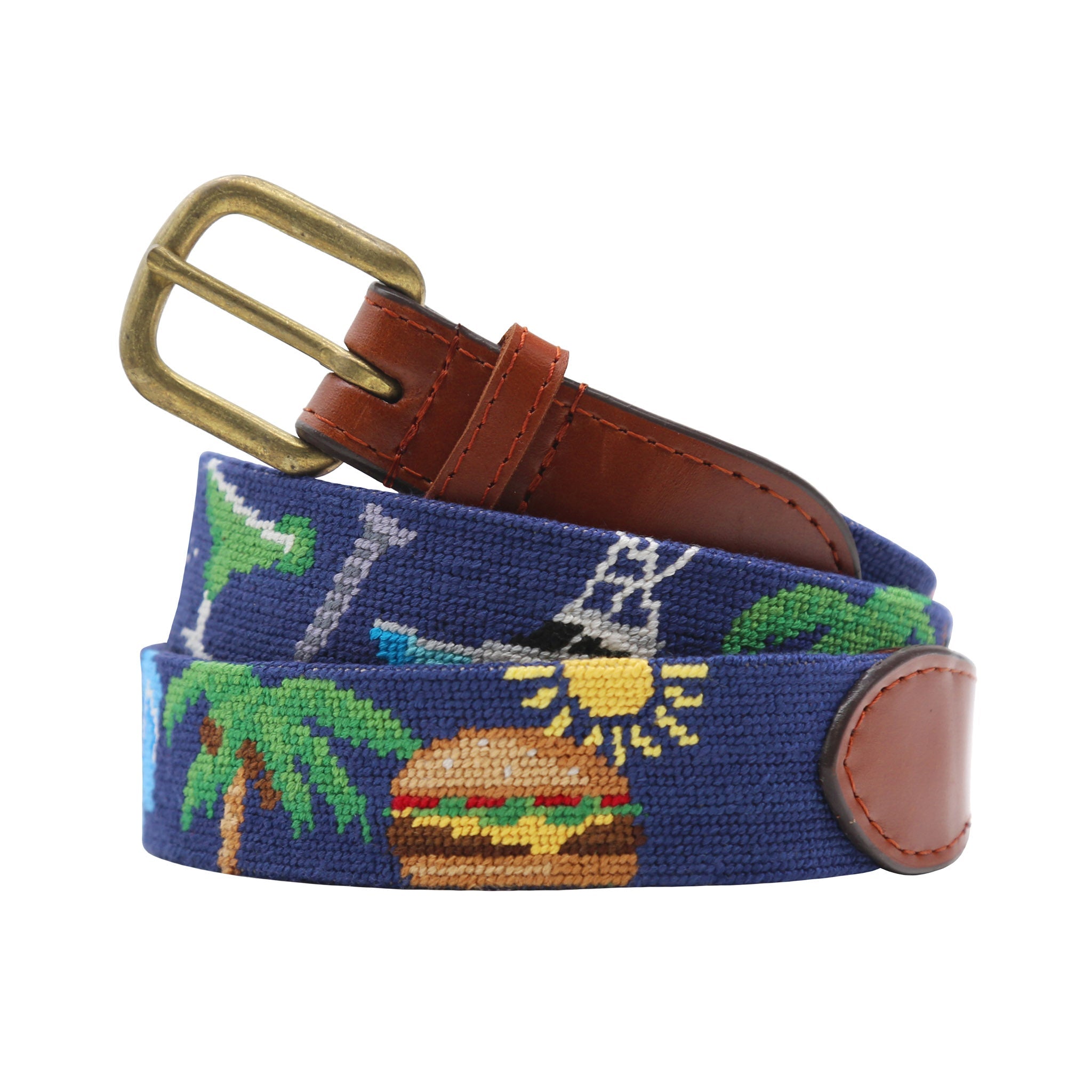 Smathers and Branson classic navy margaritaville needlepoint belt